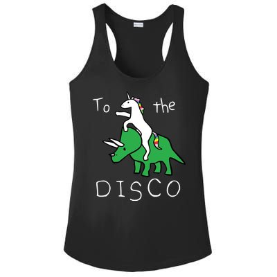 To The Disco Magical Unicorn Dinosaur Retro 80s Party Ladies PosiCharge Competitor Racerback Tank