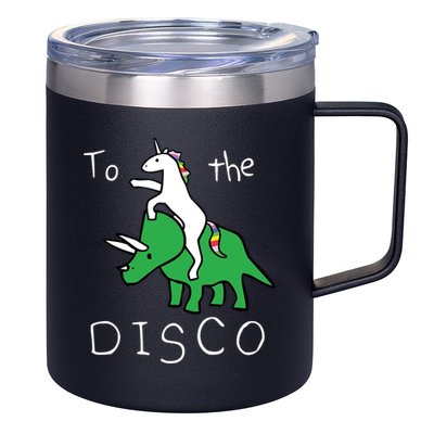 To The Disco Magical Unicorn Dinosaur Retro 80s Party 12oz Stainless Steel Coffee Mug