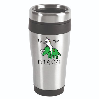 To The Disco Magical Unicorn Dinosaur Retro 80s Party 16oz Travel Tumbler