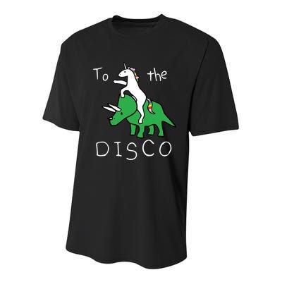 To The Disco Magical Unicorn Dinosaur Retro 80s Party Youth Performance Sprint T-Shirt