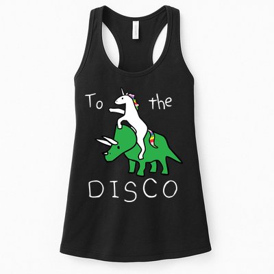 To The Disco Magical Unicorn Dinosaur Retro 80s Party Womens Tank Top