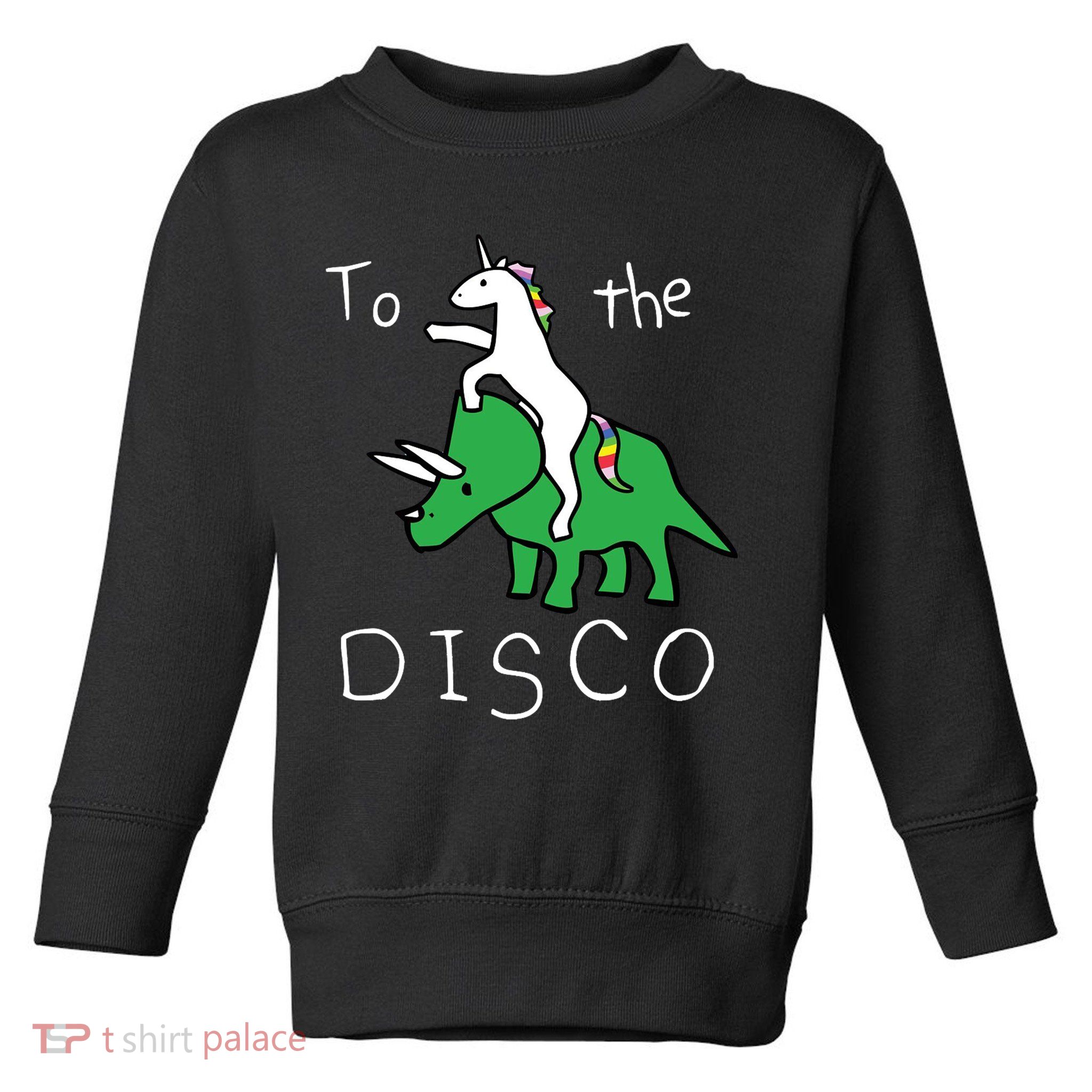 To The Disco Magical Unicorn Dinosaur Retro 80s Party Toddler Sweatshirt