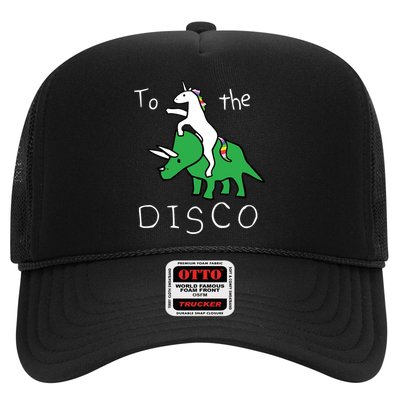 To The Disco Magical Unicorn Dinosaur Retro 80s Party Trucker Hat