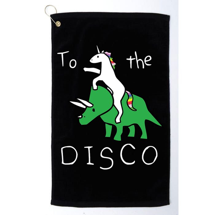 To The Disco Magical Unicorn Dinosaur Retro 80s Party Golf Towel