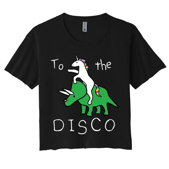 To The Disco Magical Unicorn Dinosaur Retro 80s Party Crop Top