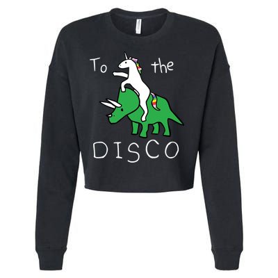 To The Disco Magical Unicorn Dinosaur Retro 80s Party Cropped Pullover Crew
