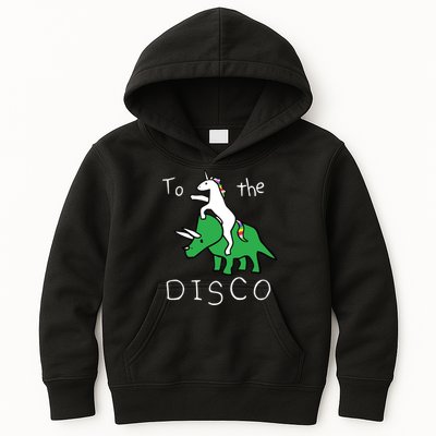 To The Disco Magical Unicorn Dinosaur Retro 80s Party Kids Hoodie