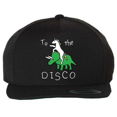 To The Disco Magical Unicorn Dinosaur Retro 80s Party Wool Snapback Cap