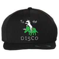 To The Disco Magical Unicorn Dinosaur Retro 80s Party Wool Snapback Cap