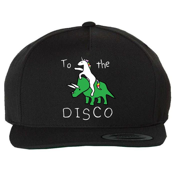 To The Disco Magical Unicorn Dinosaur Retro 80s Party Wool Snapback Cap