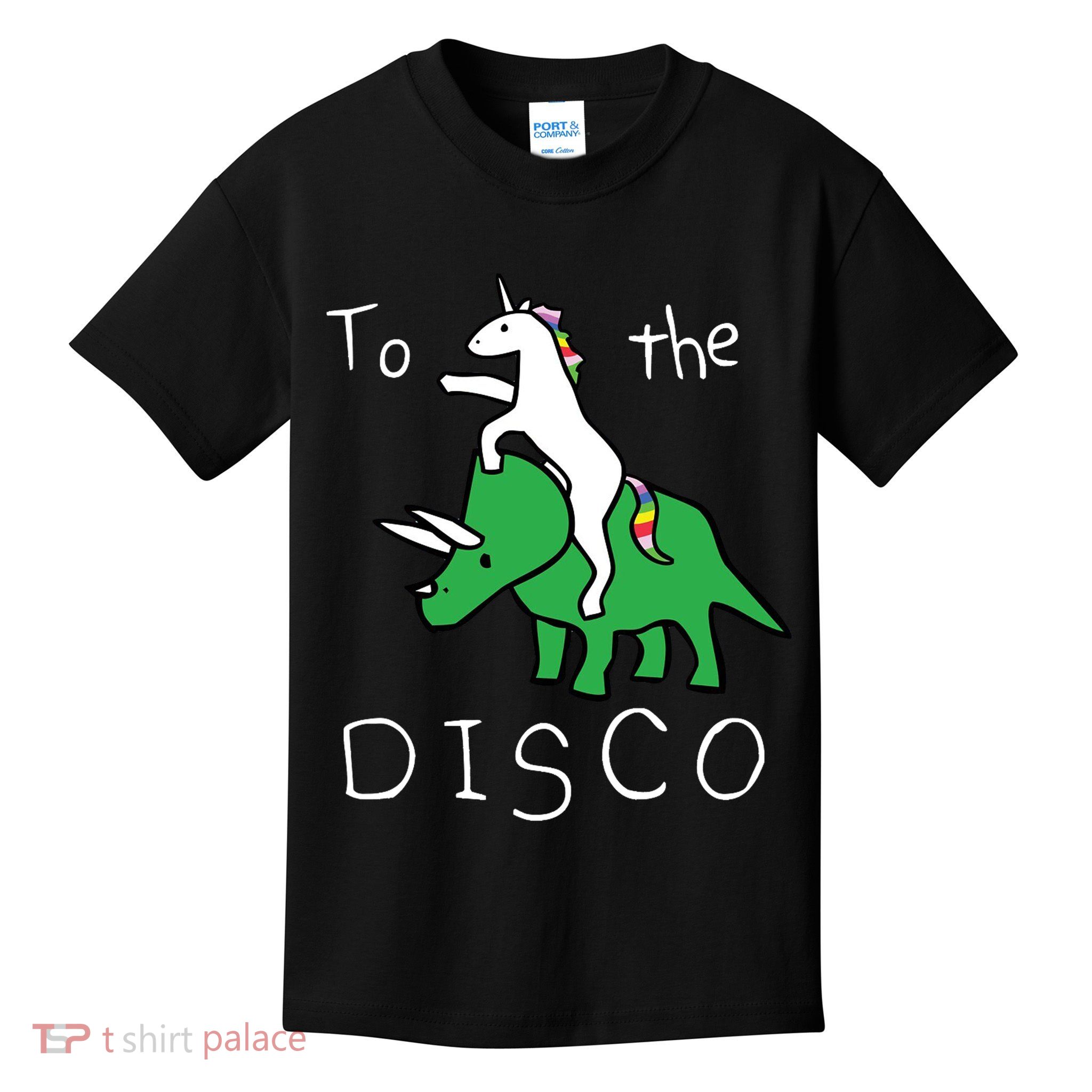 To The Disco Magical Unicorn Dinosaur Retro 80s Party Kids T-Shirt