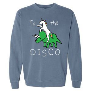 To The Disco Magical Unicorn Dinosaur Retro 80s Party Garment-Dyed Sweatshirt