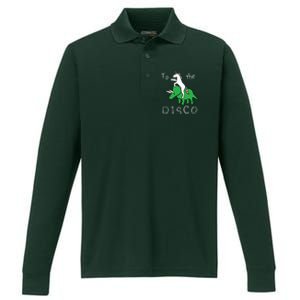 To The Disco Magical Unicorn Dinosaur Retro 80s Party Performance Long Sleeve Polo