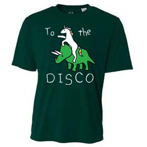 To The Disco Magical Unicorn Dinosaur Retro 80s Party Cooling Performance Crew T-Shirt