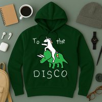 To The Disco Magical Unicorn Dinosaur Retro 80s Party Hoodie
