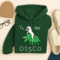 To The Disco Magical Unicorn Dinosaur Retro 80s Party Hoodie