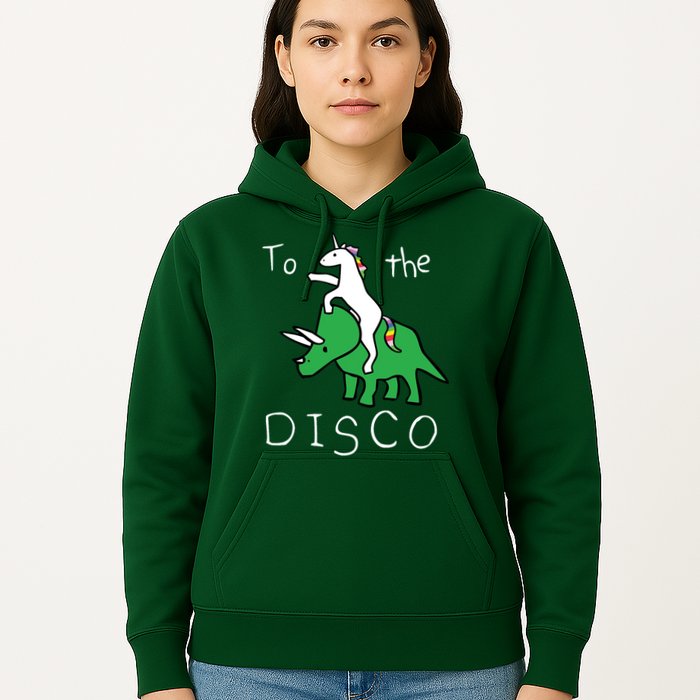 To The Disco Magical Unicorn Dinosaur Retro 80s Party Hoodie