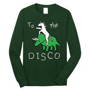 To The Disco Magical Unicorn Dinosaur Retro 80s Party Long Sleeve Shirt