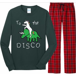 To The Disco Magical Unicorn Dinosaur Retro 80s Party Long Sleeve Pajama Set