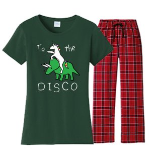 To The Disco Magical Unicorn Dinosaur Retro 80s Party Women's Flannel Pajama Set