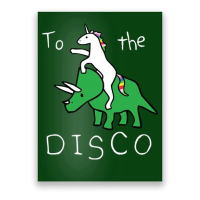 To The Disco Magical Unicorn Dinosaur Retro 80s Party Poster