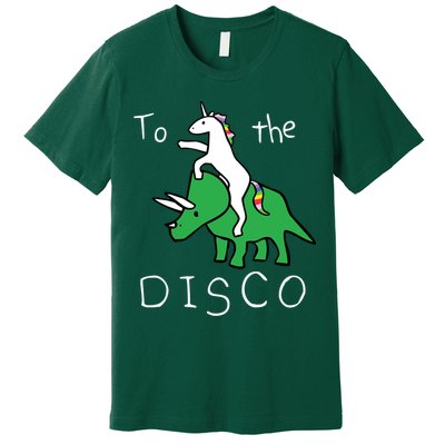To The Disco Magical Unicorn Dinosaur Retro 80s Party Premium T-Shirt