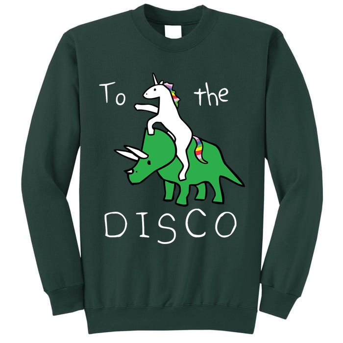 To The Disco Magical Unicorn Dinosaur Retro 80s Party Tall Sweatshirt