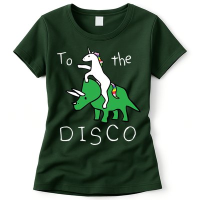 To The Disco Magical Unicorn Dinosaur Retro 80s Party Womens T-Shirt