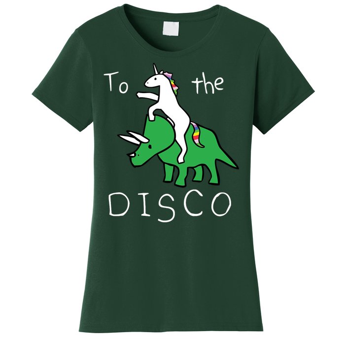 To The Disco Magical Unicorn Dinosaur Retro 80s Party Women's T-Shirt