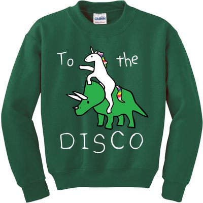 To The Disco Magical Unicorn Dinosaur Retro 80s Party Kids Sweatshirt