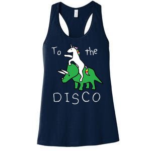 To The Disco Magical Unicorn Dinosaur Retro 80s Party Women's Racerback Tank