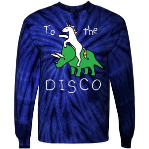 To The Disco Magical Unicorn Dinosaur Retro 80s Party Tie-Dye Long Sleeve Shirt