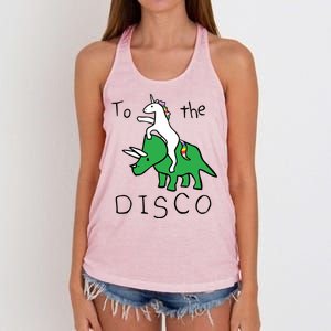 To The Disco Magical Unicorn Dinosaur Retro 80s Party Women's Knotted Racerback Tank