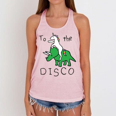 To The Disco Magical Unicorn Dinosaur Retro 80s Party Women's Knotted Racerback Tank