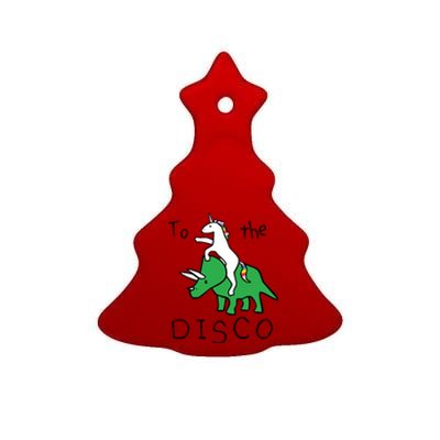 To The Disco Magical Unicorn Dinosaur Retro 80s Party Ceramic Tree Ornament