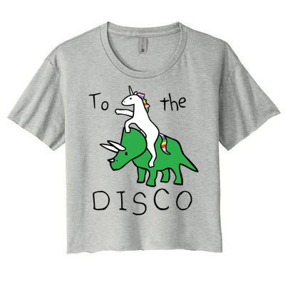 To The Disco Magical Unicorn Dinosaur Retro 80s Party Women's Crop Top Tee