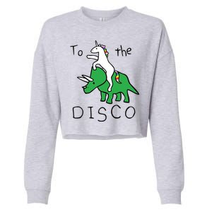 To The Disco Magical Unicorn Dinosaur Retro 80s Party Cropped Pullover Crew