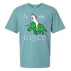 To The Disco Magical Unicorn Dinosaur Retro 80s Party Sueded Cloud Jersey T-Shirt