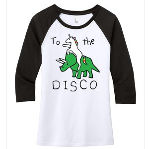 To The Disco Magical Unicorn Dinosaur Retro 80s Party Women's Tri-Blend 3/4-Sleeve Raglan Shirt