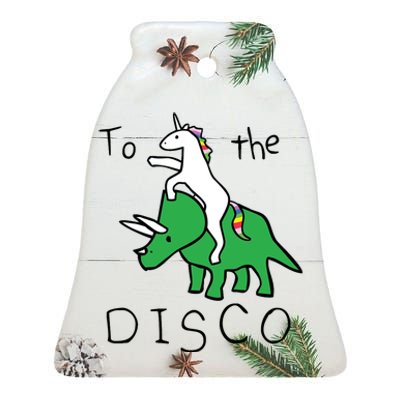 To The Disco Magical Unicorn Dinosaur Retro 80s Party Ceramic Bell Ornament