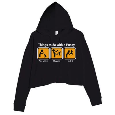 Things To Do With A Pussy Cat Graphic Crop Fleece Hoodie