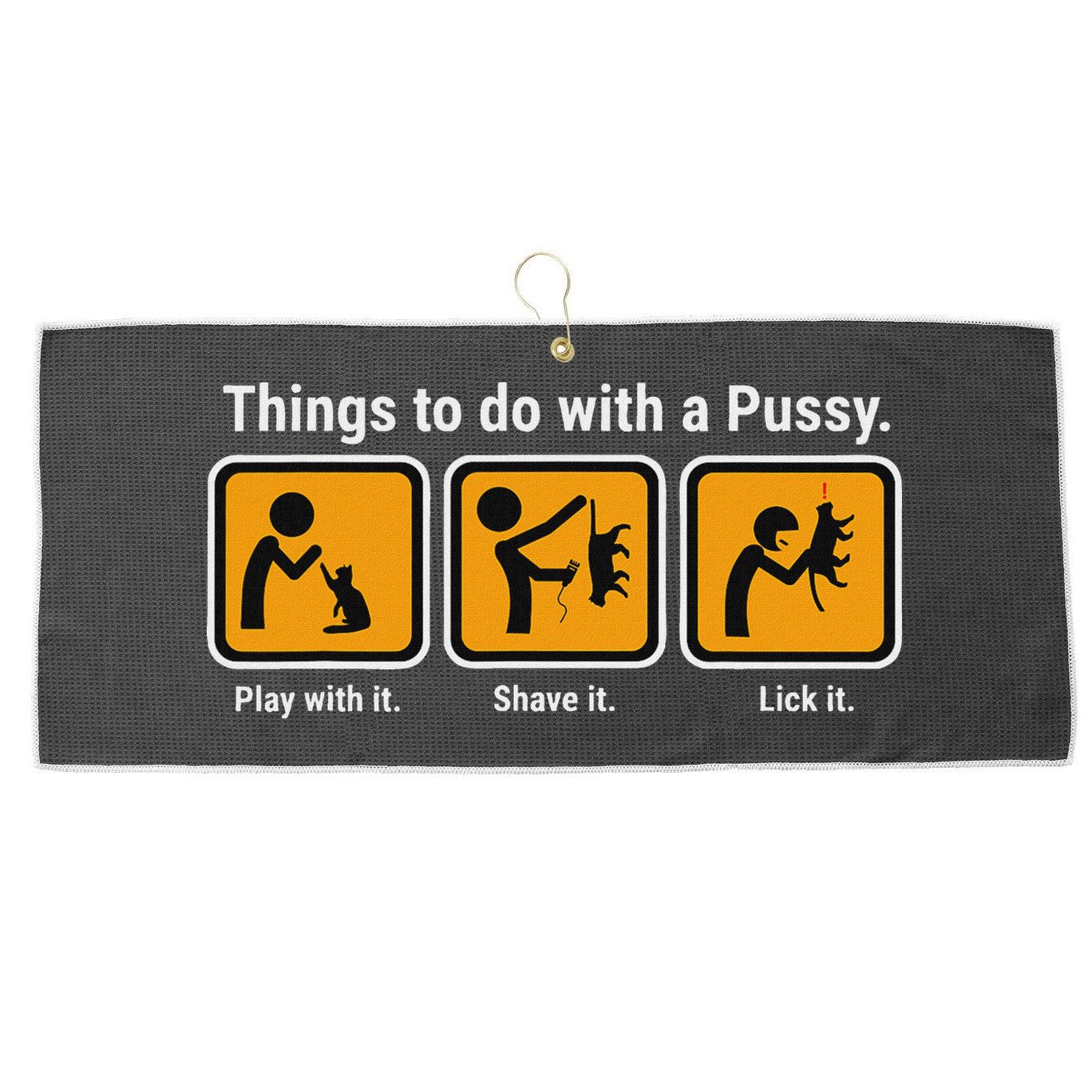 Things To Do With A Pussy Cat Graphic Large Microfiber Waffle Golf Towel