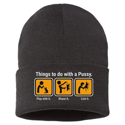 Things To Do With A Pussy Cat Graphic Sustainable Knit Beanie