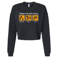 Things To Do With A Pussy Cat Graphic Cropped Pullover Crew