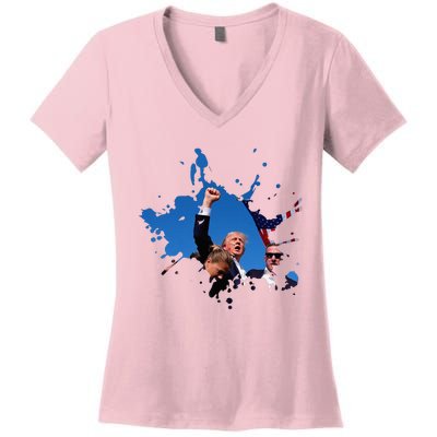 Triumphant Trump Defend Democracy Political Women's V-Neck T-Shirt