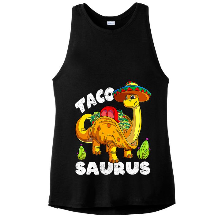 Tacosaurus Taco Dinosaur Funny Dino Cinco De Mayo Mexican Ladies PosiCharge Tri-Blend Wicking Tank