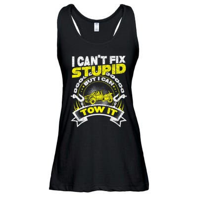 Tow Truck Driver Wrecker I Can't Fix Stupid But I Can Tow It Ladies Essential Flowy Tank
