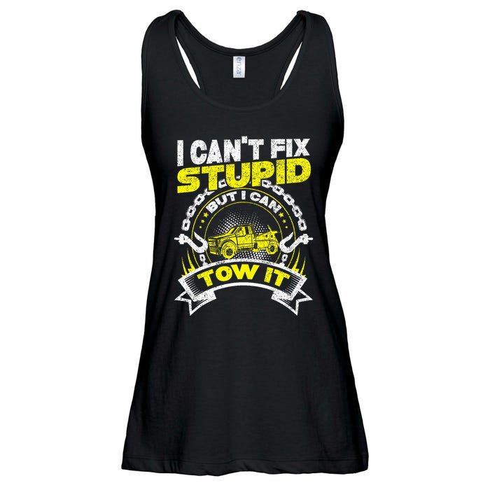 Tow Truck Driver Wrecker I Can't Fix Stupid But I Can Tow It Ladies Essential Flowy Tank