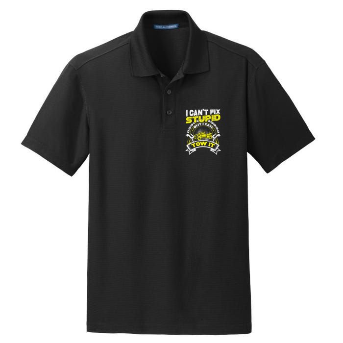Tow Truck Driver Wrecker I Can't Fix Stupid But I Can Tow It Dry Zone Grid Polo