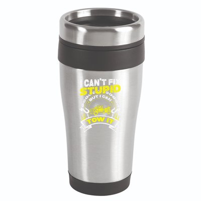 Tow Truck Driver Wrecker I Can't Fix Stupid But I Can Tow It 16oz Travel Tumbler